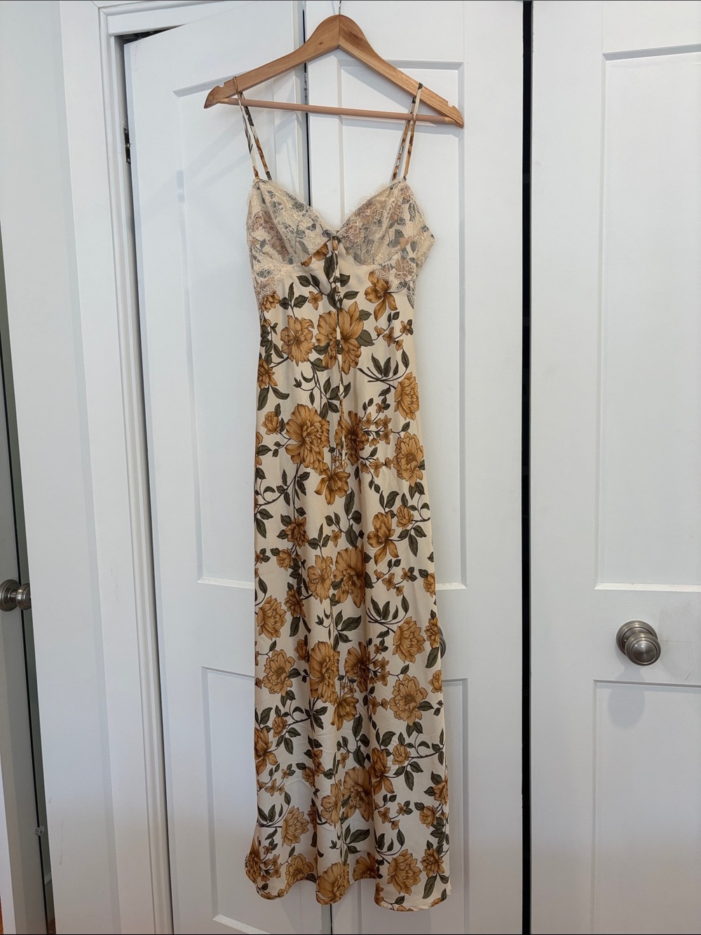 Jessica Simpson Cream Maxi Dress with Mustard Floral Print